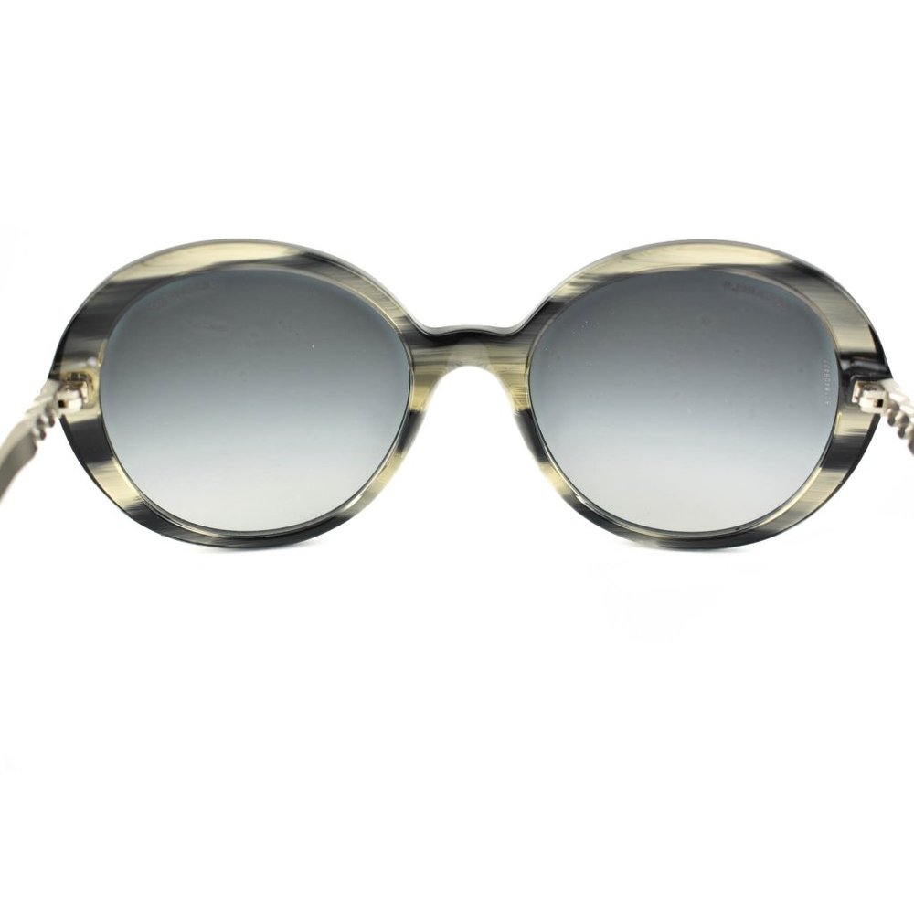 CHANEL: Gray "Horn" & "Chain" Logo Sunglasses (lc) - Picture 8 of 11
